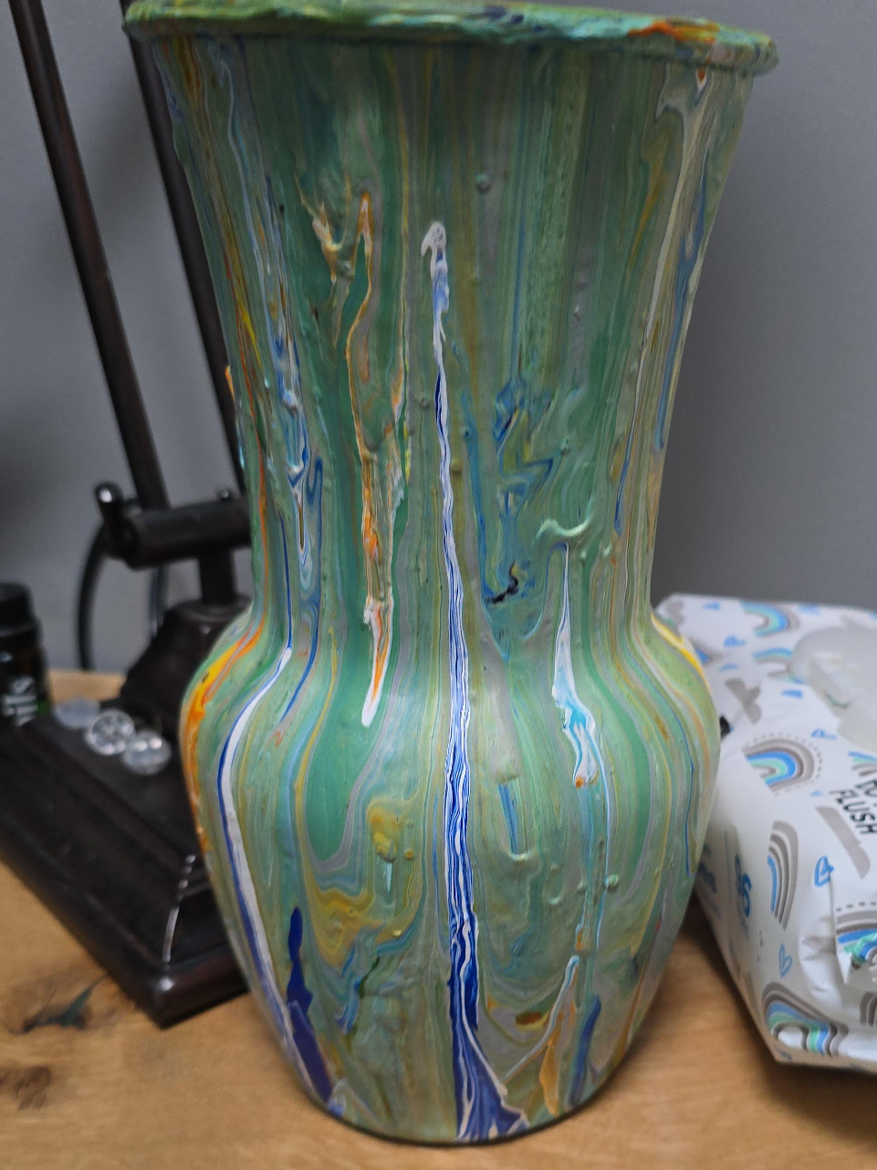 Hand Painted Vase - 9" tall, 5" diameter thumbnail
