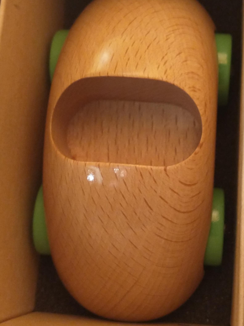 Wooden Toy Car with Green Wheels