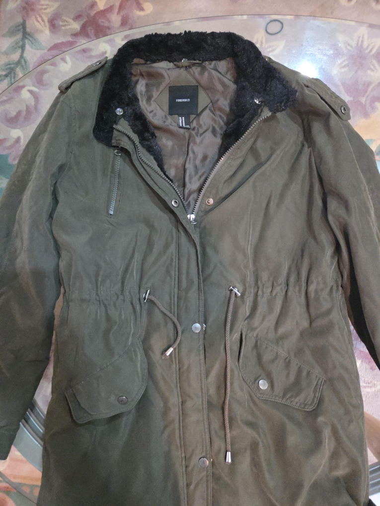 Forever 21 Olive Green Jacket - XXL thumbnail