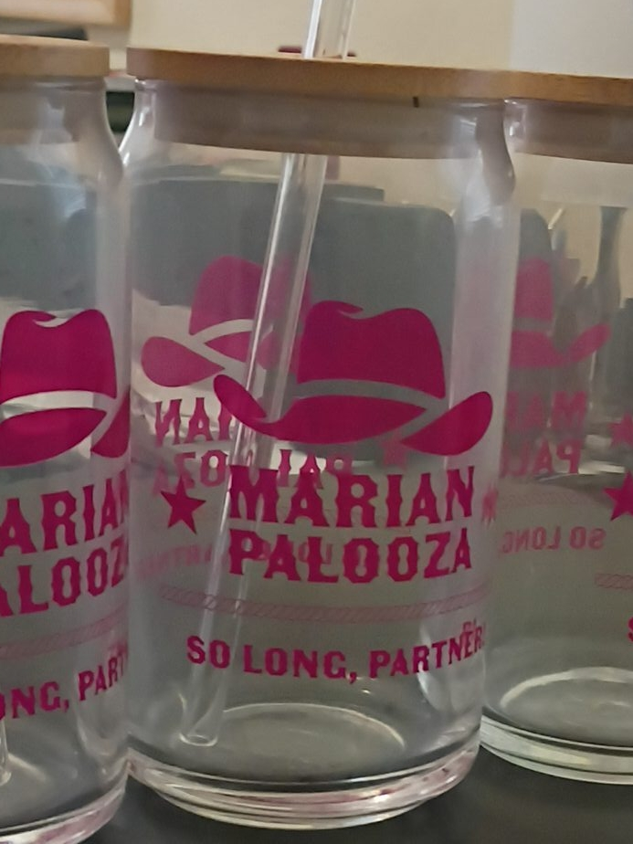 Marian Palooza Glass Cup with Straw - So Long, Partner thumbnail