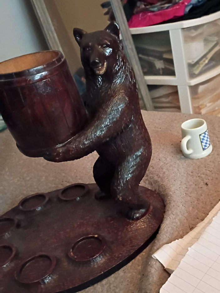 Vintage Bear Figurine Shot Glass Holder