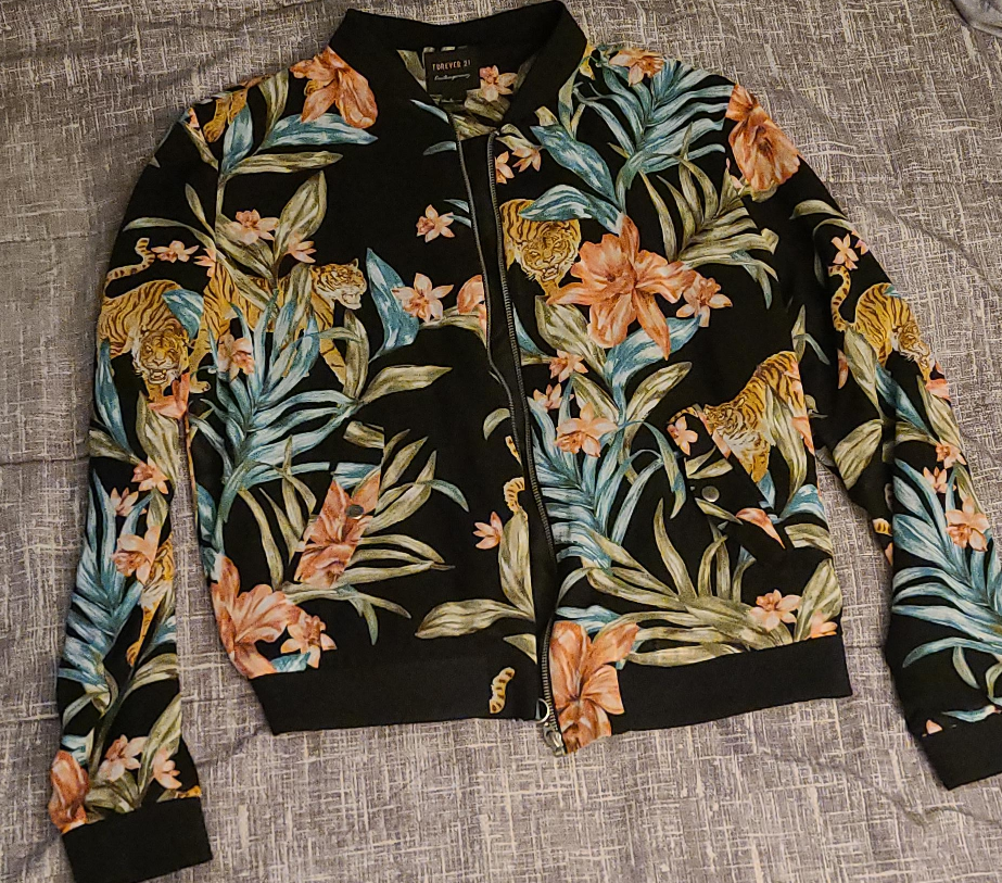 Forever 21 Tiger Floral Bomber Jacket
