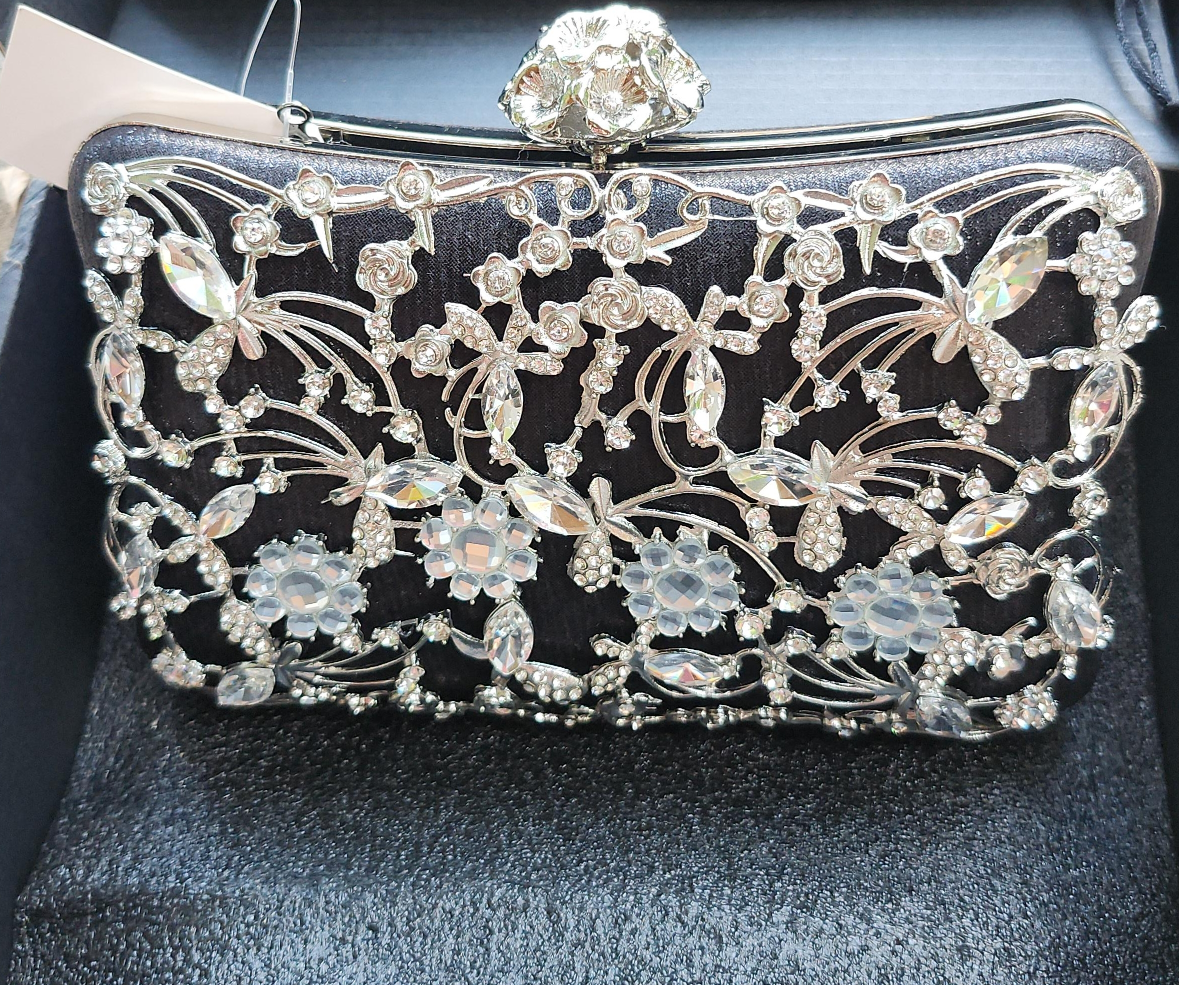 Black Embellished Evening Clutch - New thumbnail