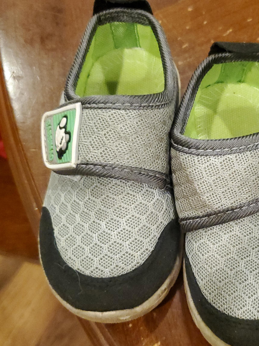 Gray velcro light weight baby shoes thumbnail