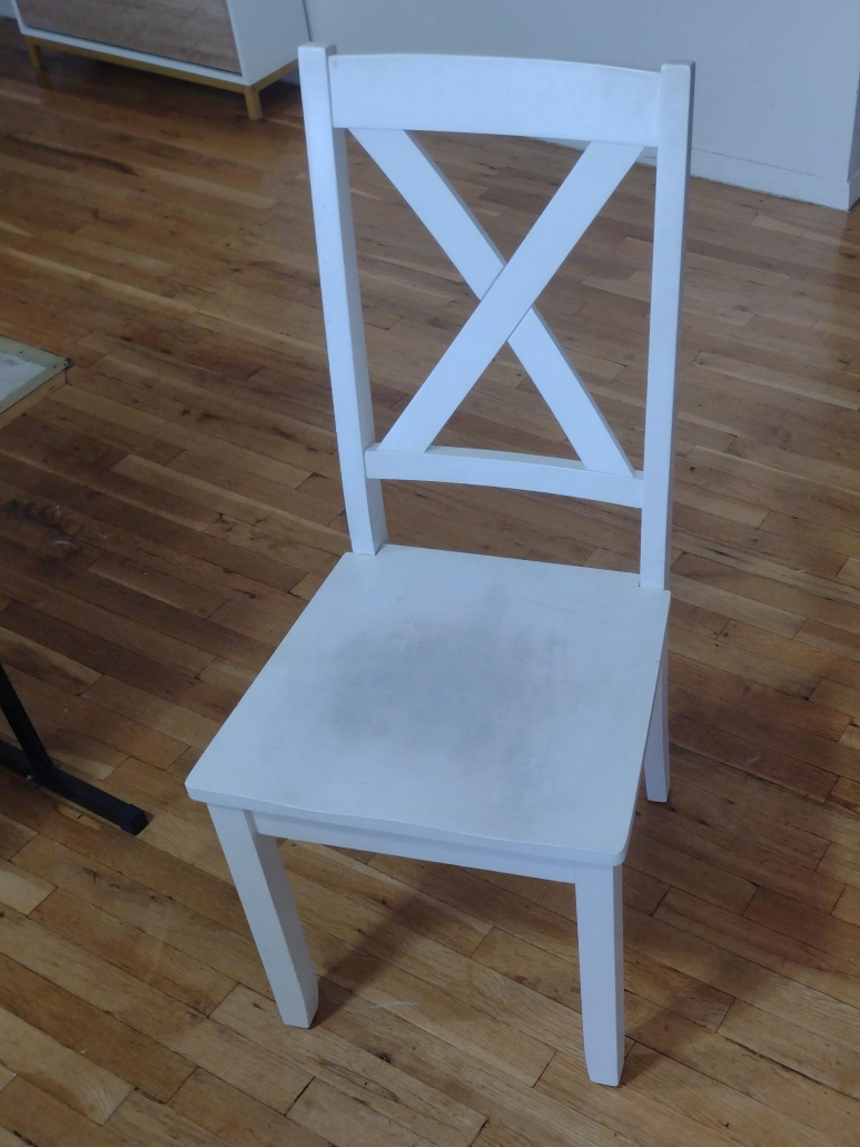 White Wooden Cross Back Dining Chair thumbnail