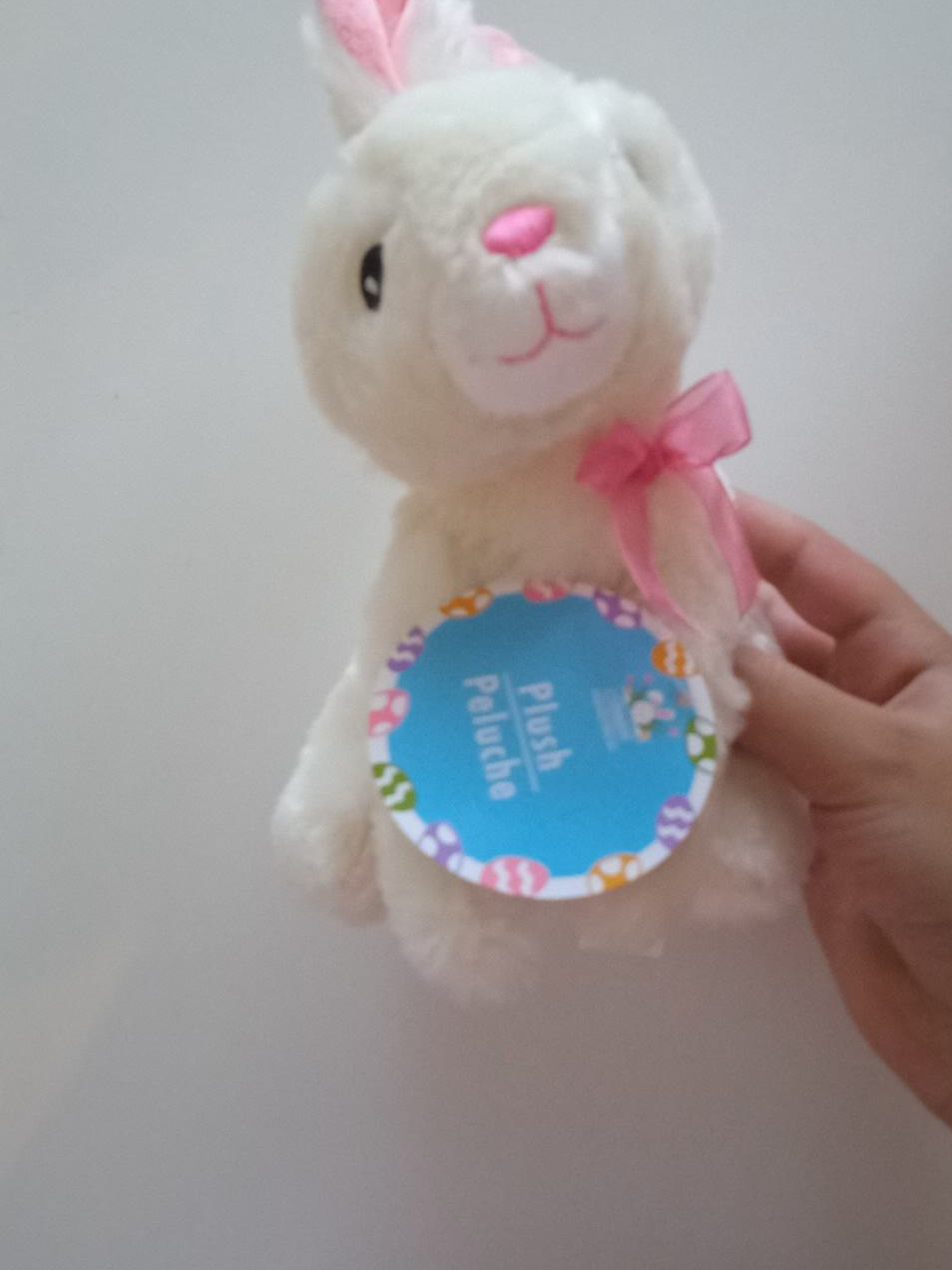 White Plush Bunny with Pink Bow thumbnail