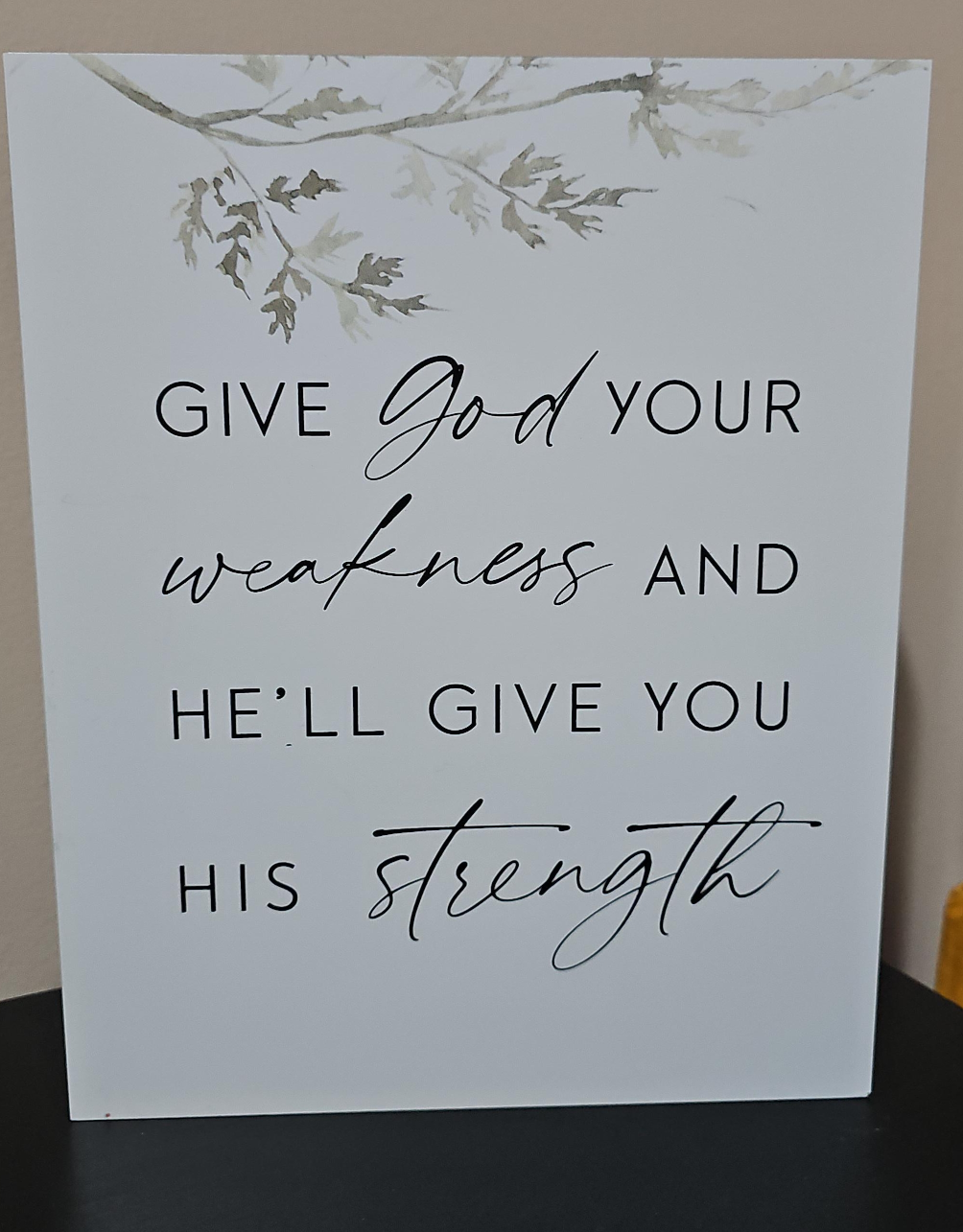 Inspirational Wall Art - Give God Your Weakness thumbnail
