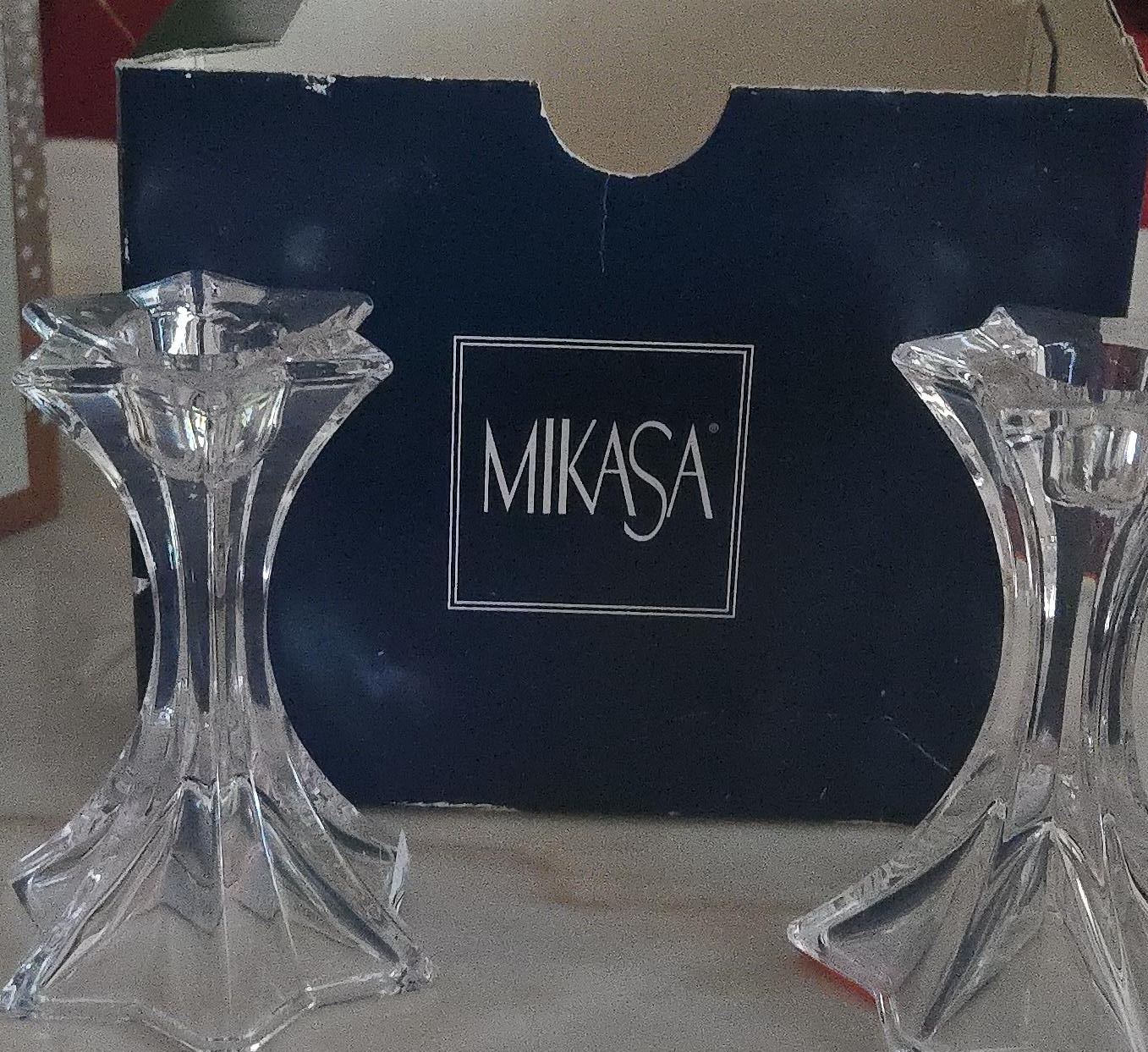 Mikasa Crystal Candlestick Holders with Box thumbnail