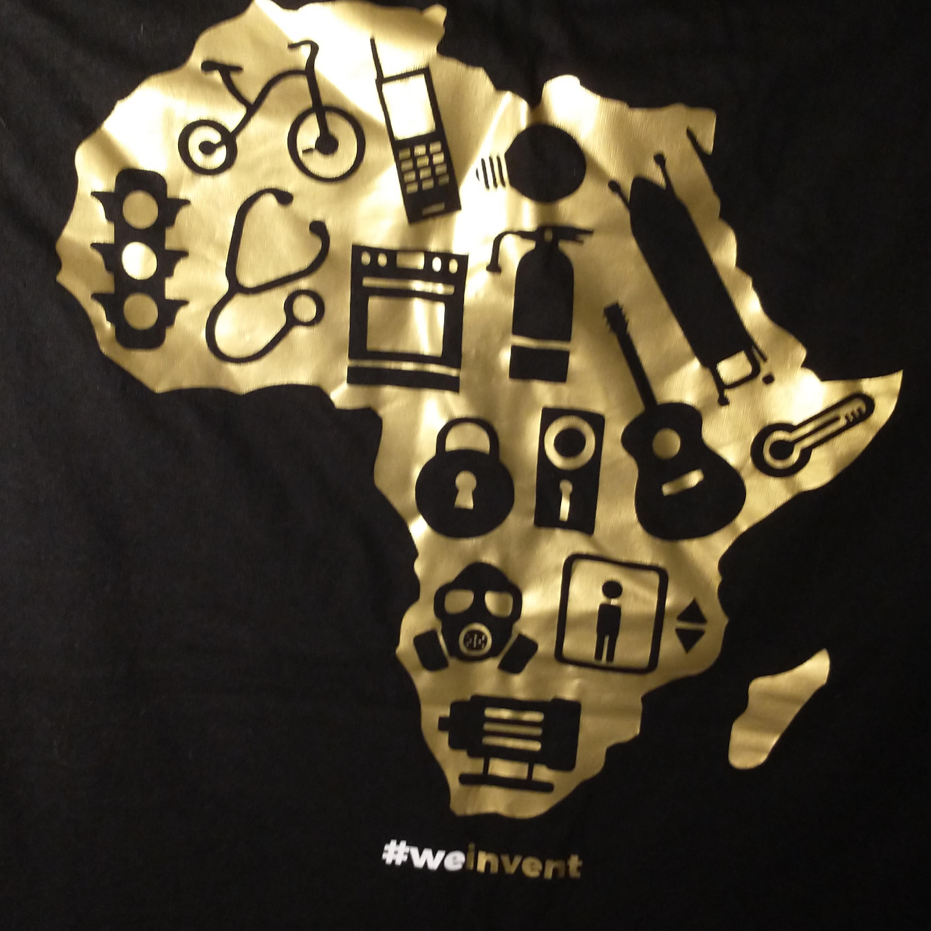 Black T-shirt with Gold Africa Map Design thumbnail