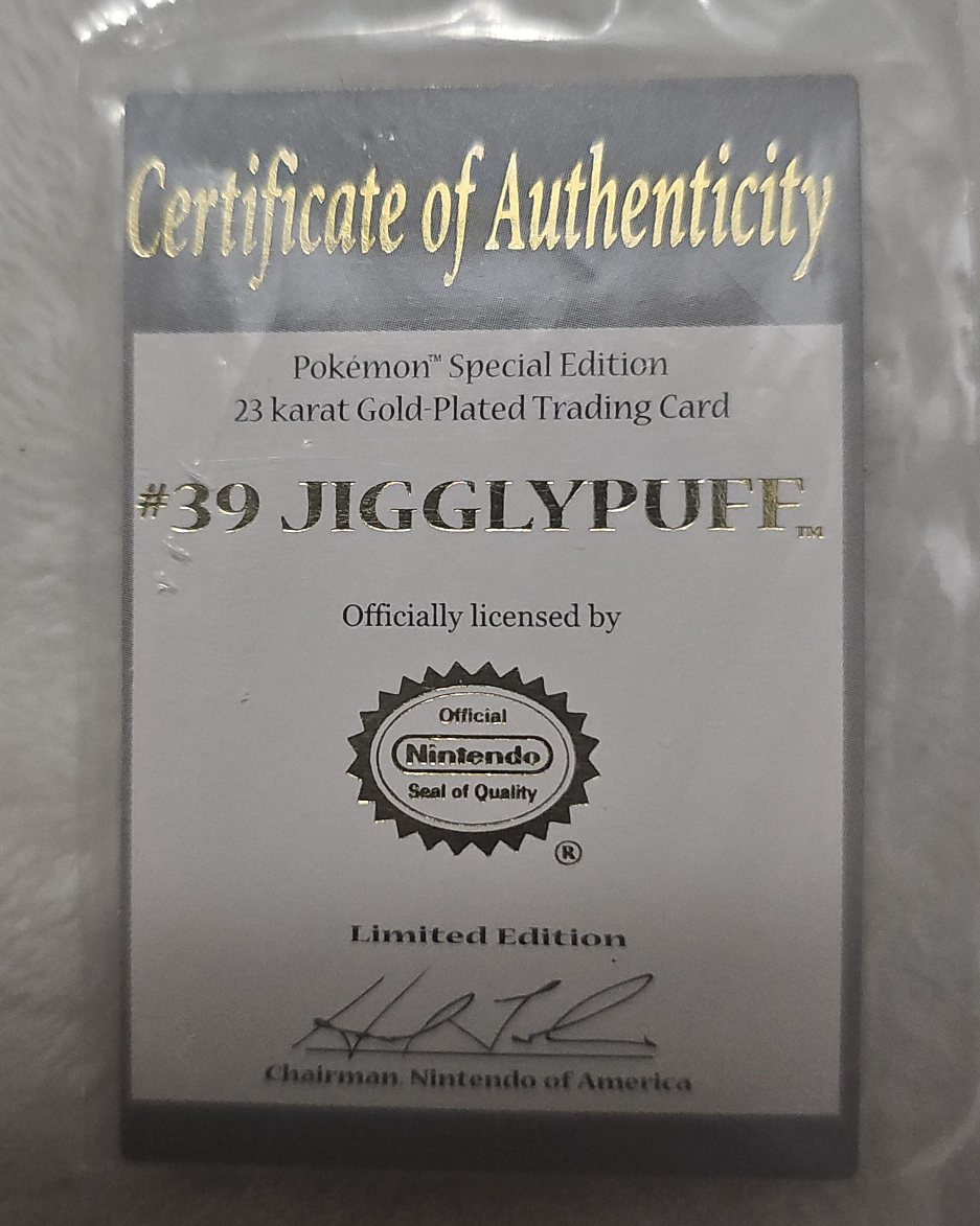 Pokemon Jigglypuff 23 Karat Gold-Plated Trading Card thumbnail