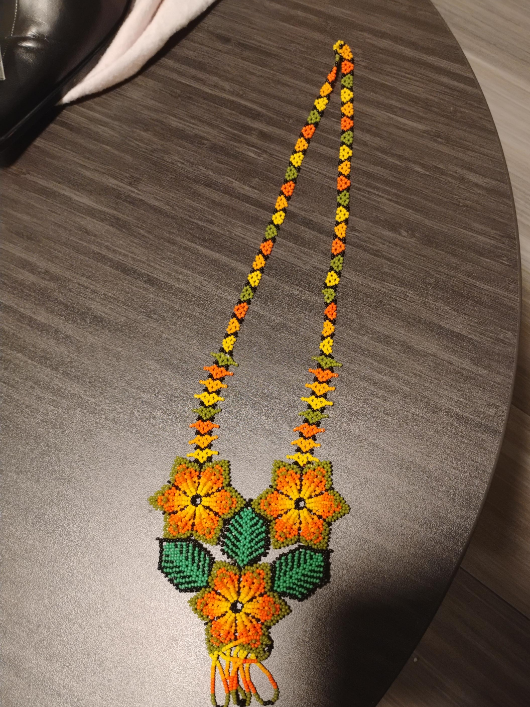Handmade Huichol Hand Beaded Flower Necklace