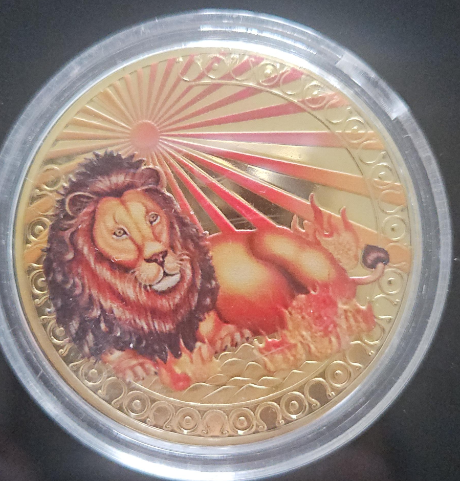 Gold Lion Leo Commemorative plated Coin thumbnail
