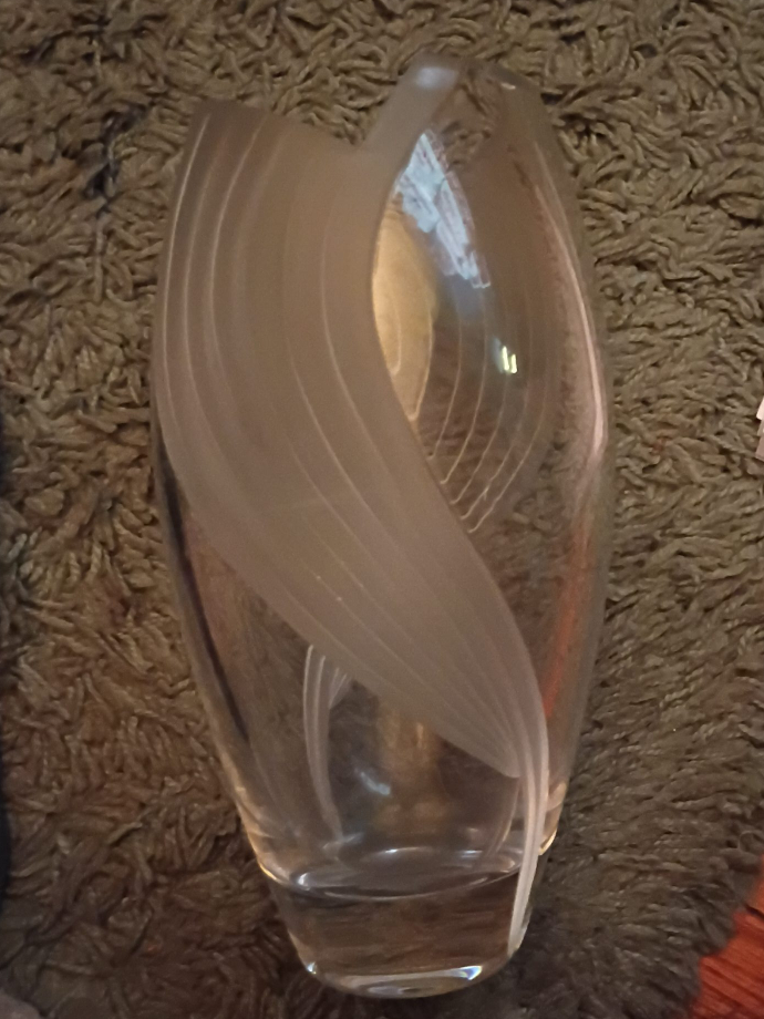 Clear Glass Vase with Frosted Design