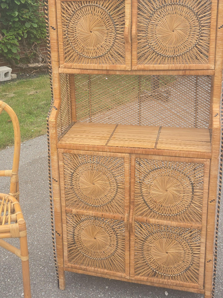 Wicker Cabinet with Shelves