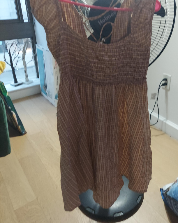 Brown Striped Smocked Top
