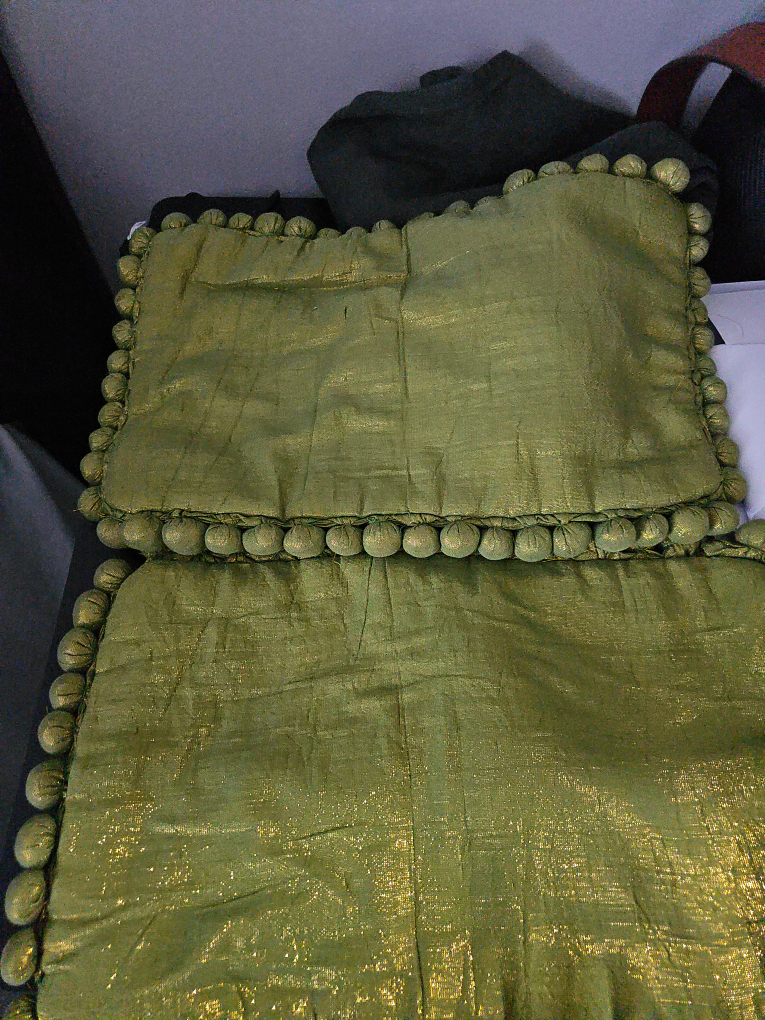 Decorative Green Pillow Covers with Pom-Poms thumbnail