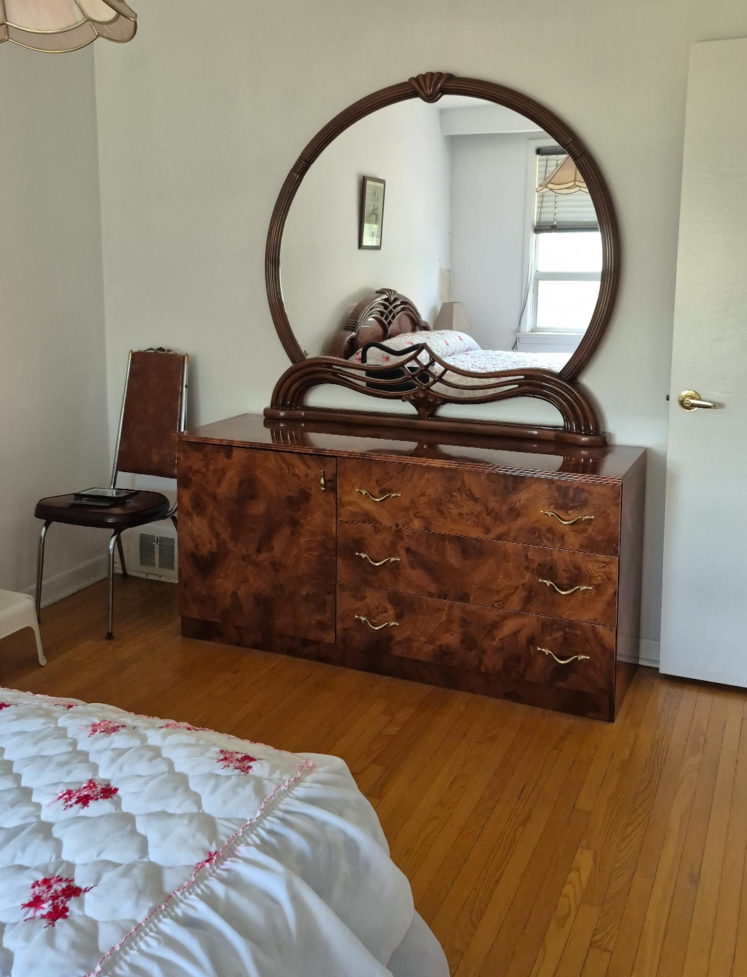 Vintage Wood Dresser with Mirror