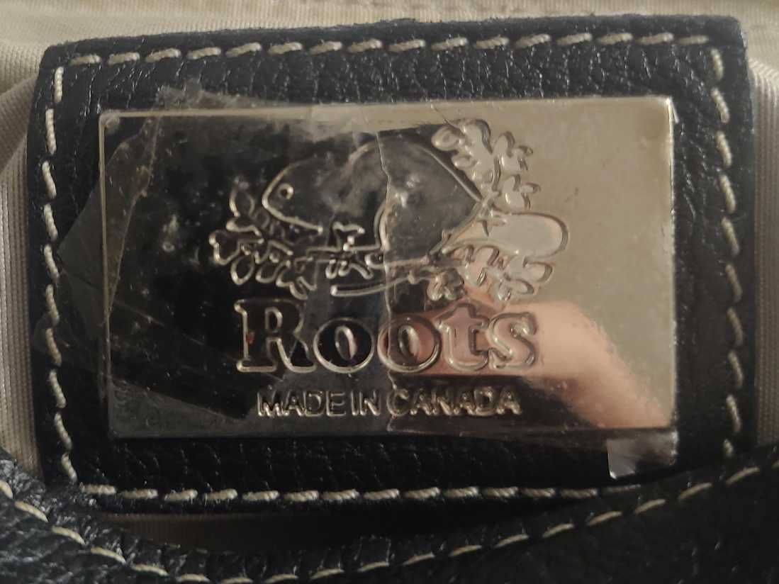 Roots Black Leather Crossbody Bag