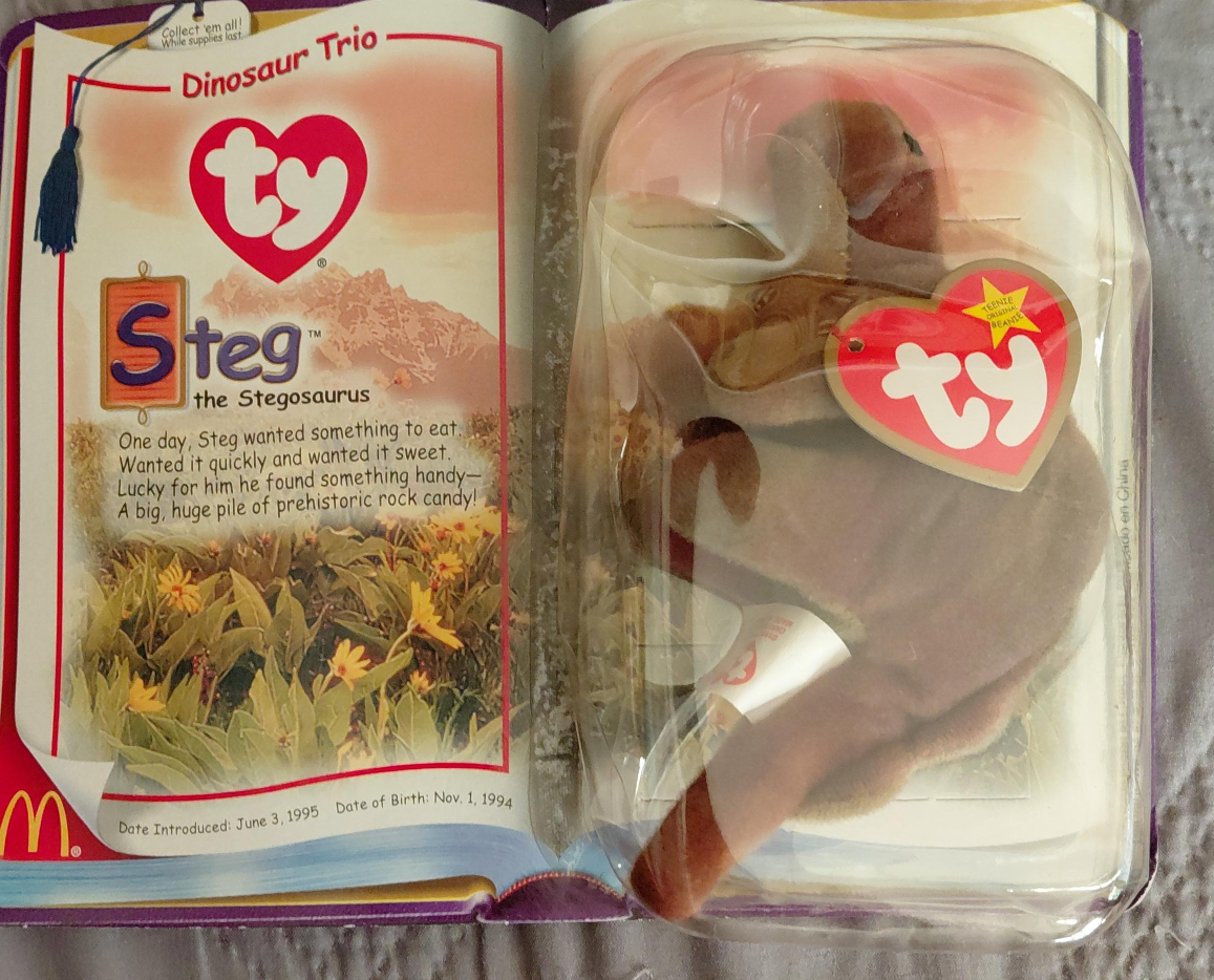 Ty Beanie Baby Steg the Stegosaurus - New in Package! thumbnail