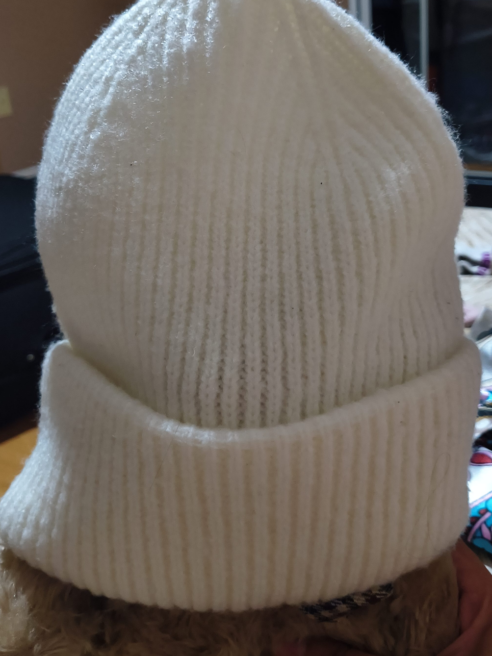 White Knit Beanie Hat