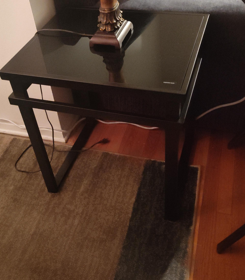 New Black Tempered Glass Top End Table thumbnail