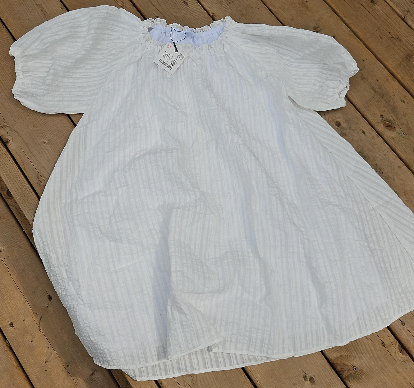 Zara White Puff Dress Size 13-14 years thumbnail