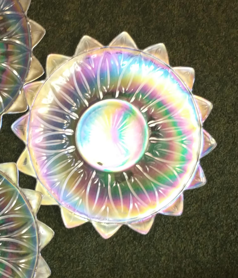 Vintage Iridescent Sunflower Glass Plates, set of 3 thumbnail