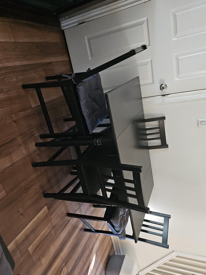 Black Dining Table with Four Chairs thumbnail