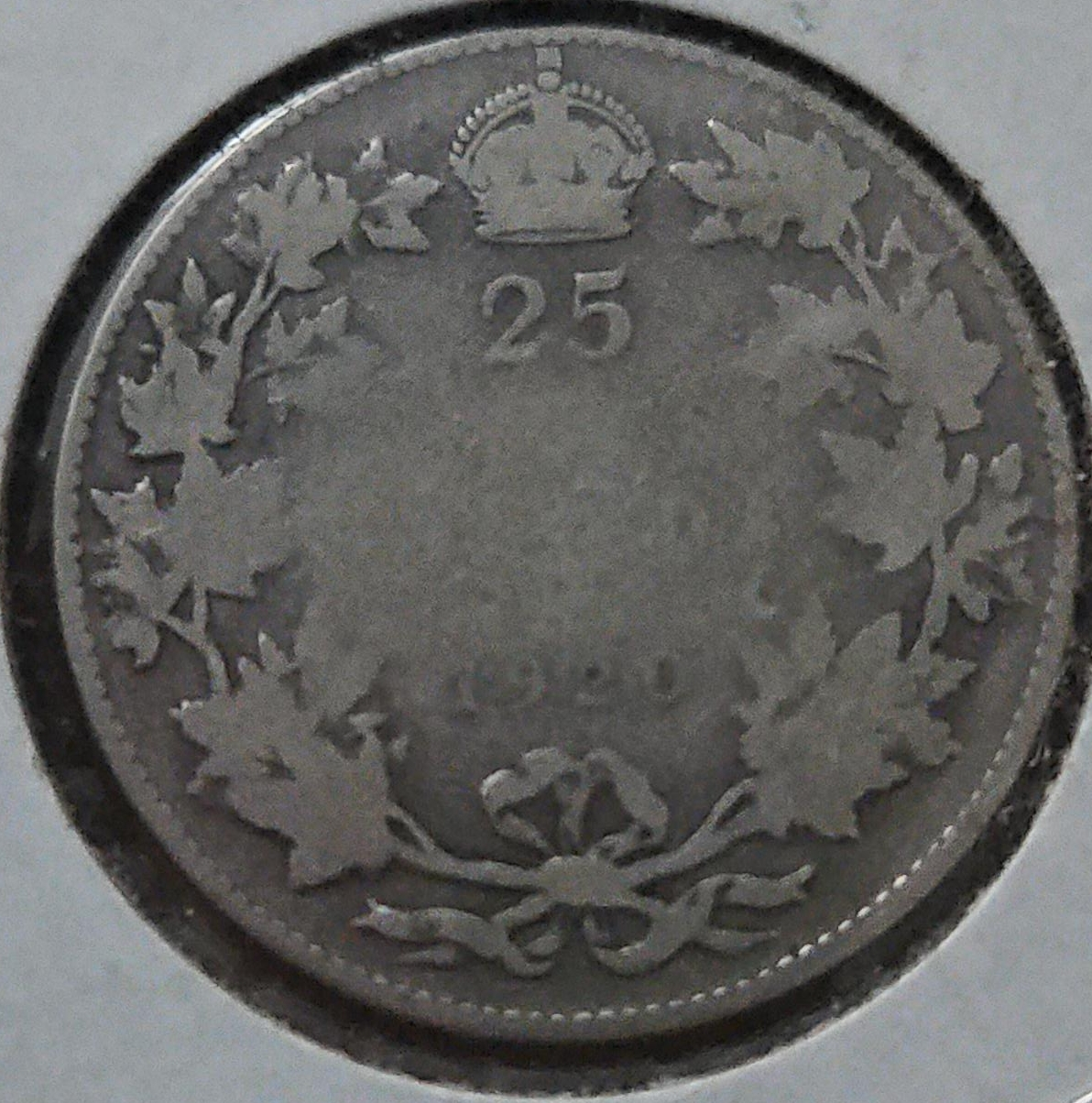 Vintage 1920 Canadian Quarter thumbnail