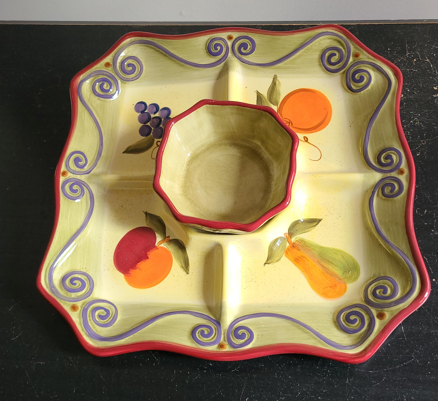 Decorative Serving Platter with Bowl thumbnail