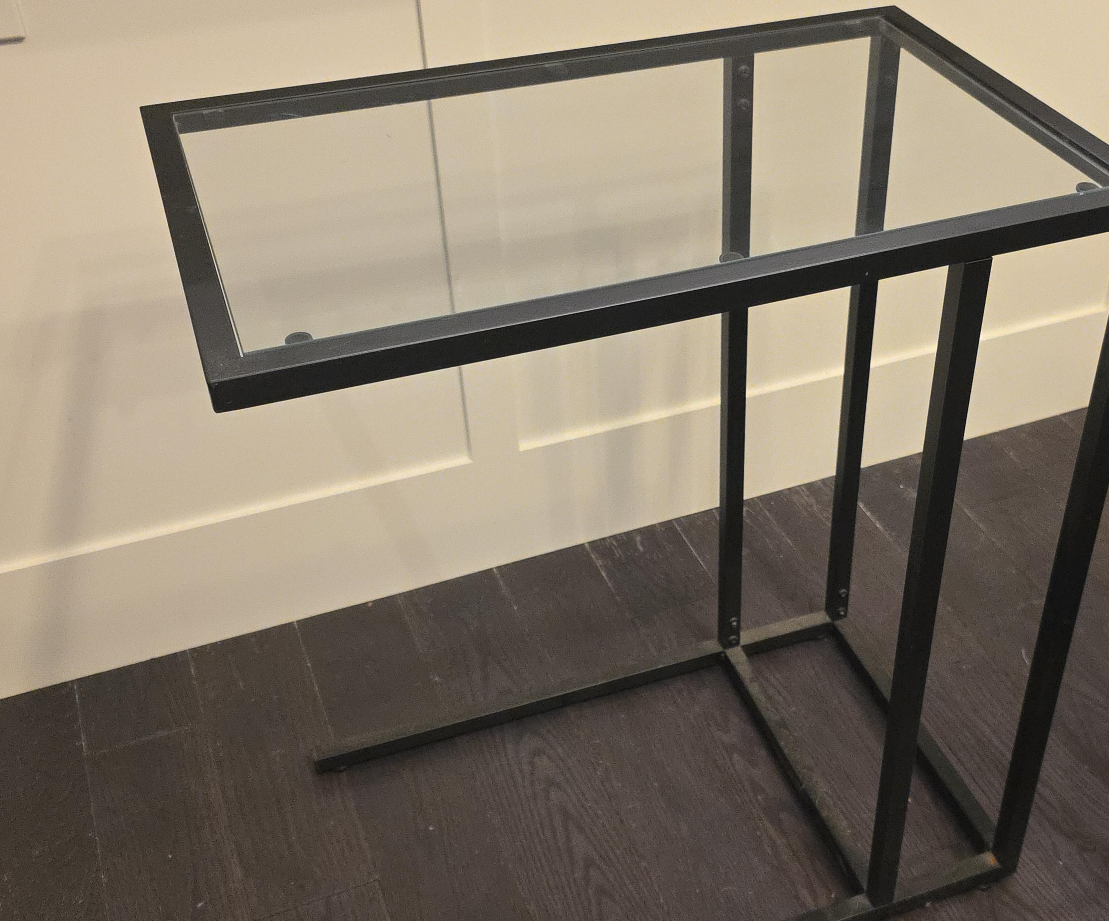 Black Metal & Glass Side Table
