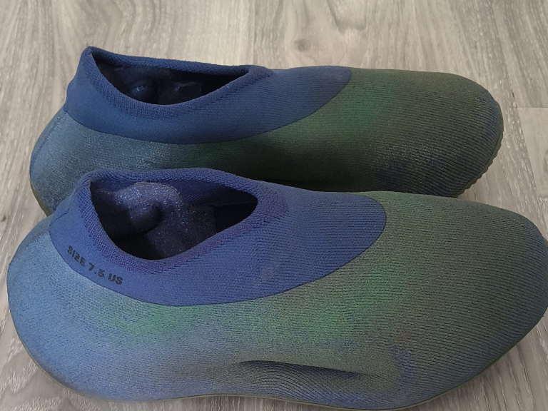 Size 7.5 US Blue/Green Yeezy Knit Sock-Style Shoes