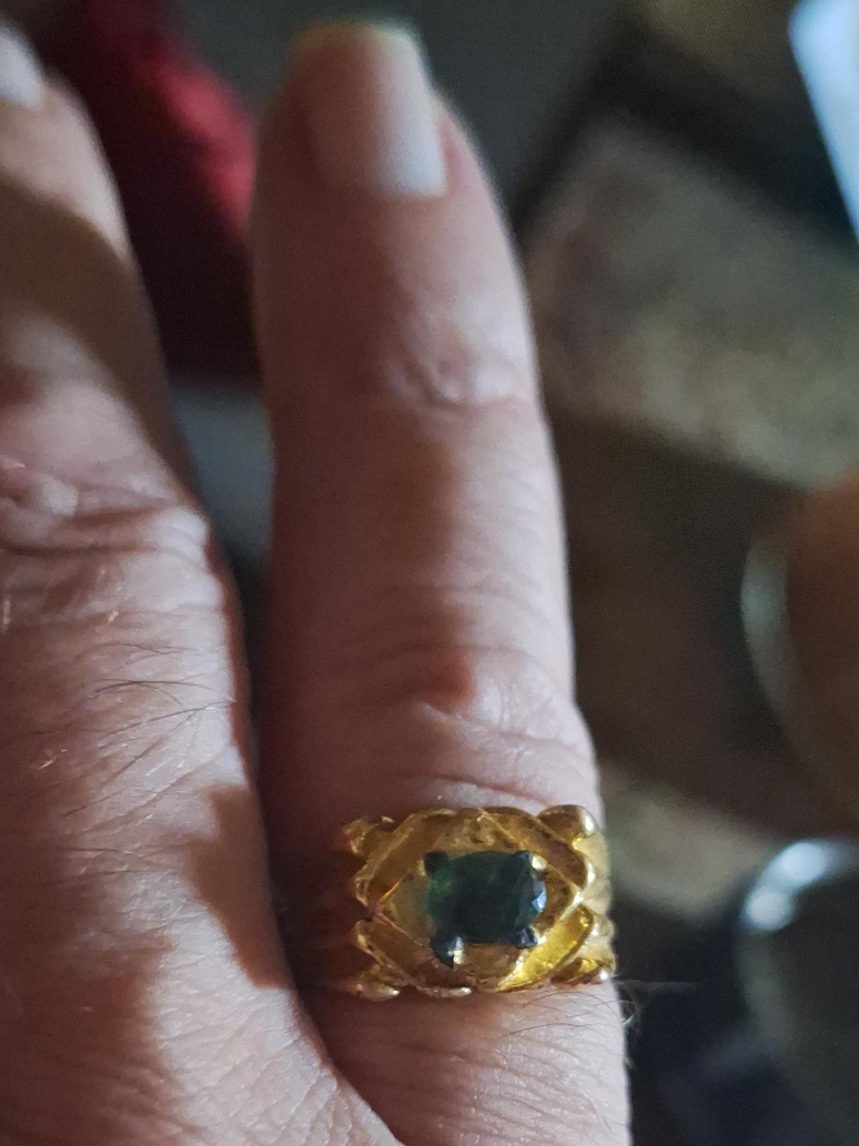 Gold Ring with Dark Stone thumbnail