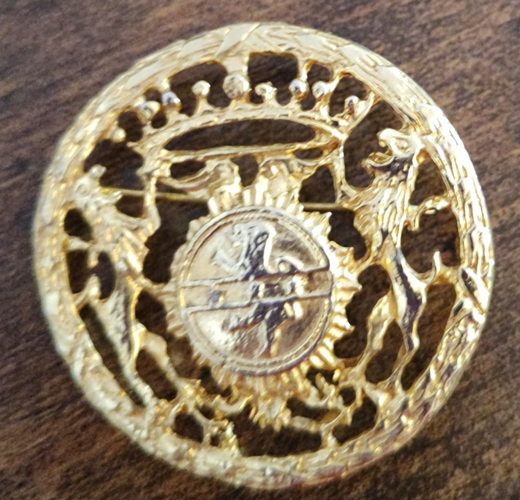 Vintage Gold Tone Heraldic Brooch - photo 4