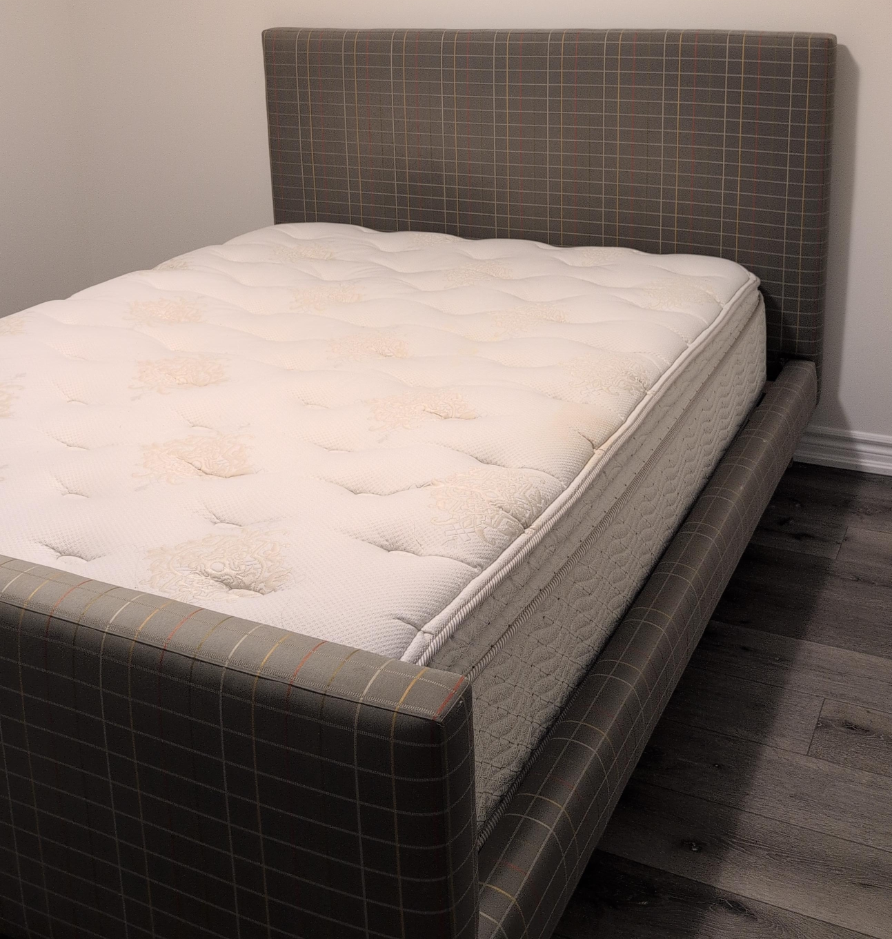 Upholstered Plaid Bed Frame thumbnail