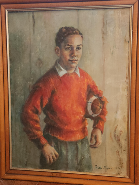 oil painting of a boy and football thumbnail
