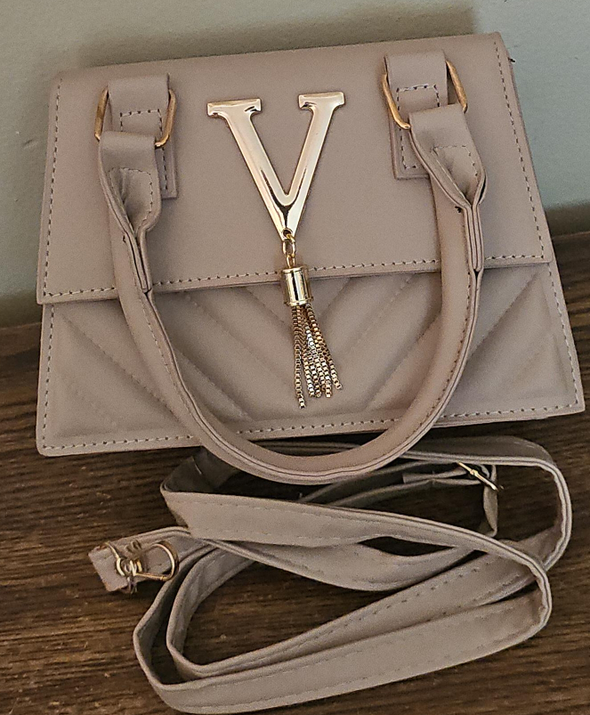 Beige 'V' Tassel Handbag thumbnail
