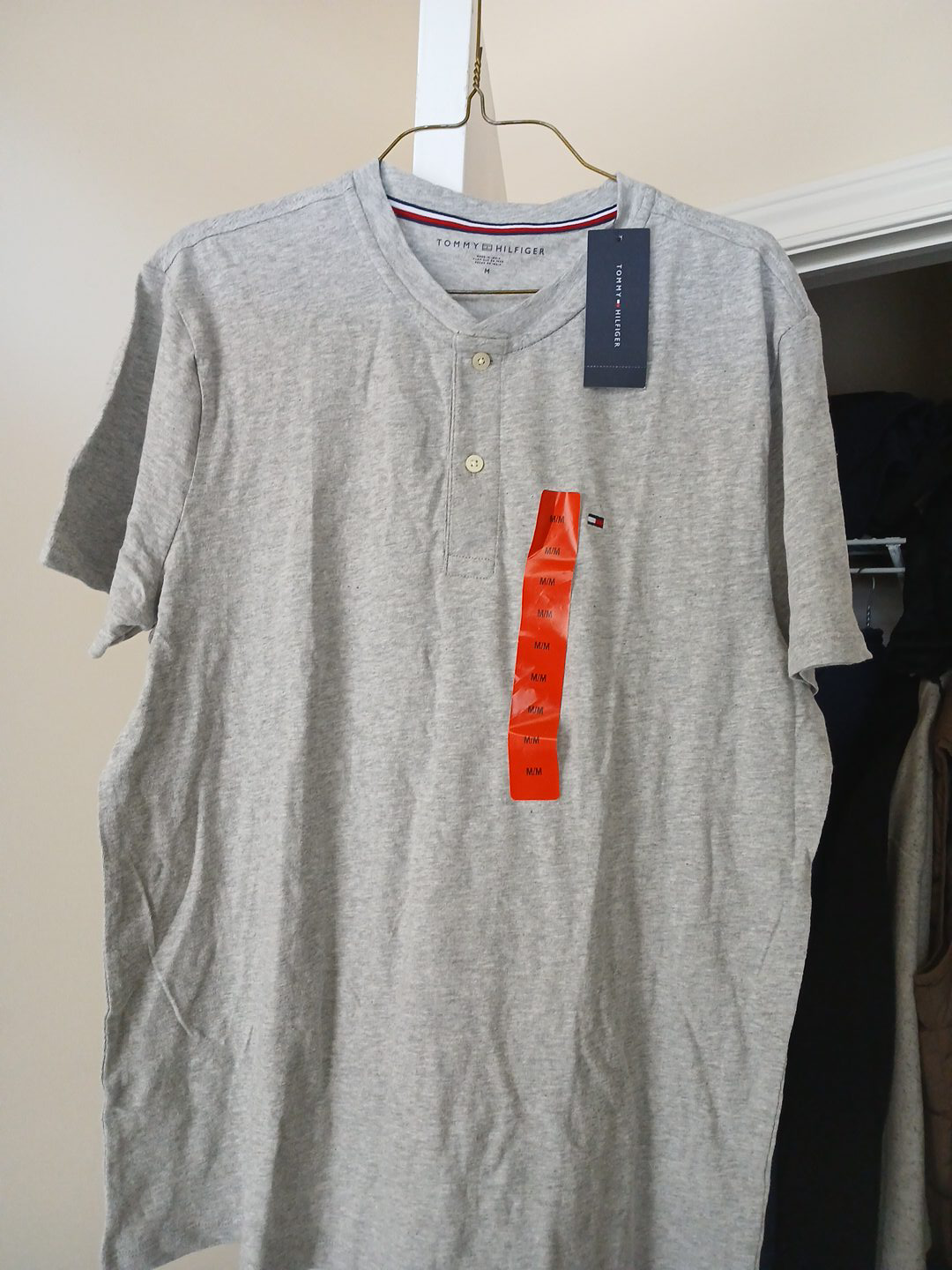 Tommy Hilfiger Grey Henley - Size M - New with Tags! thumbnail