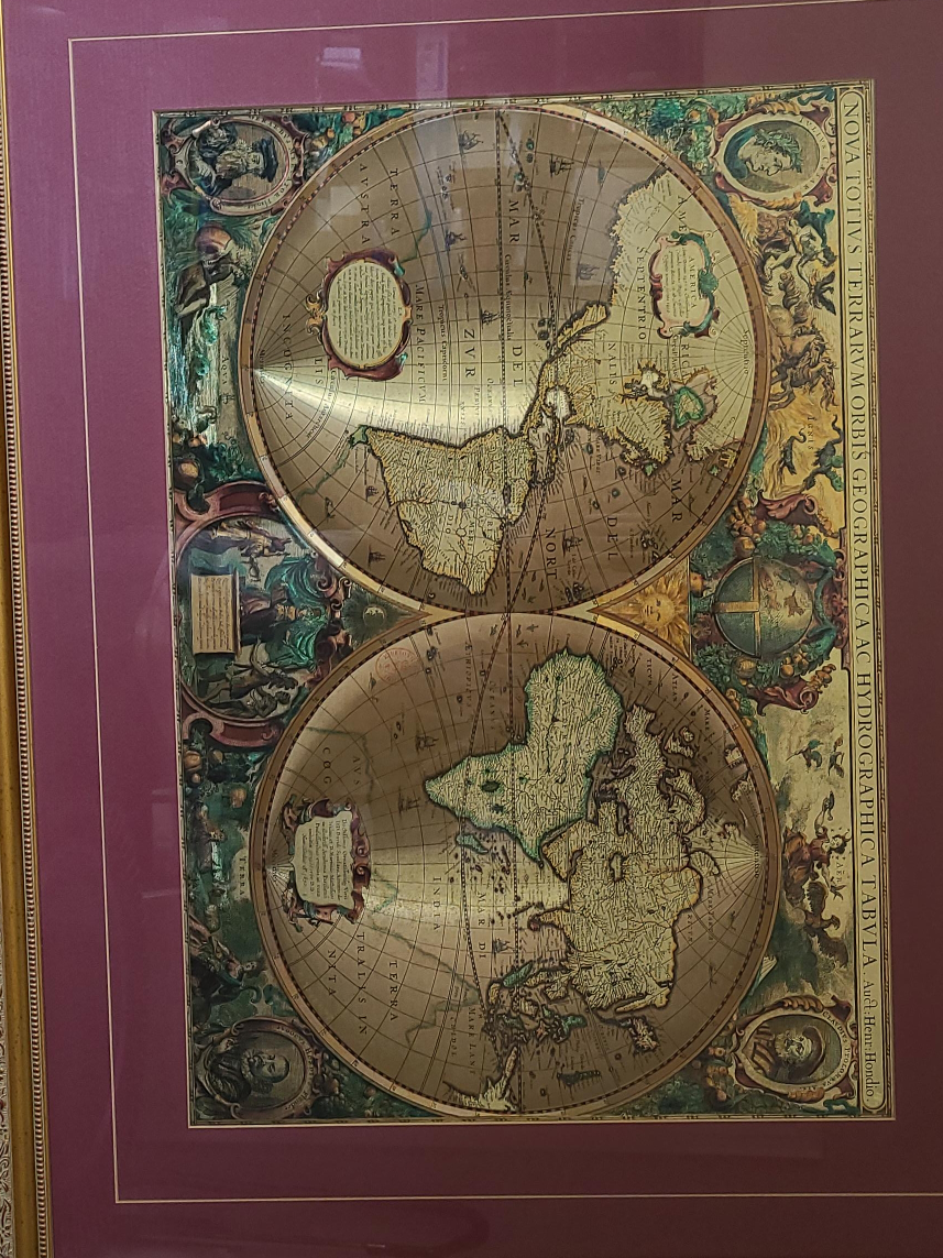 Framed Antique World Map Print thumbnail