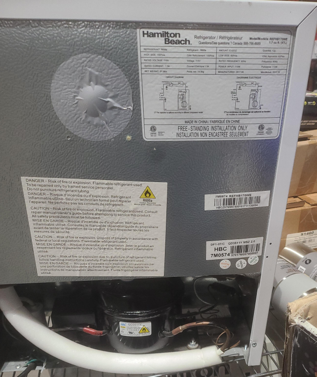 Hamilton Beach 1.7 cu ft Refrigerator thumbnail