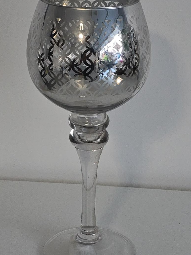 Silver Patterned Glass Goblet thumbnail