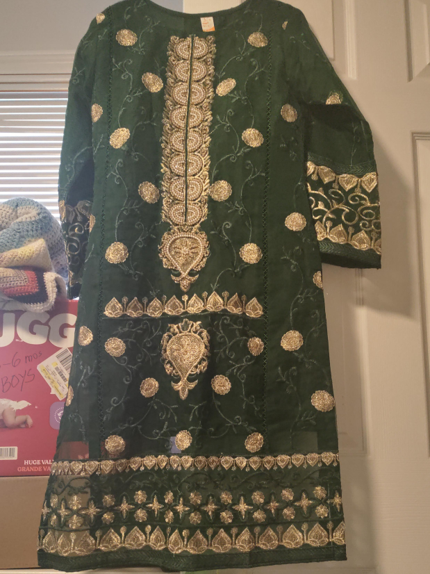 Green & Gold Embroidered Kurti thumbnail