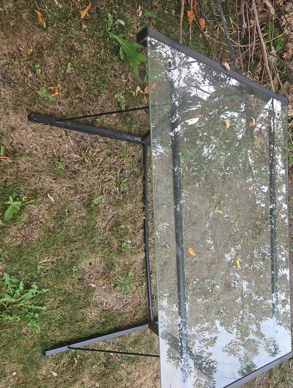 Glass Top Table with Black Metal Frame thumbnail