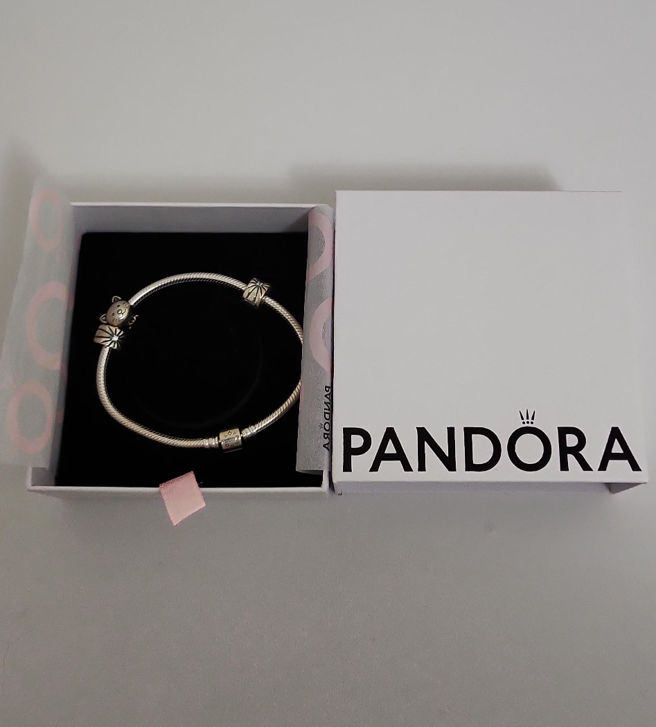 Pandora Silver Bracelet with Charms, with Box thumbnail