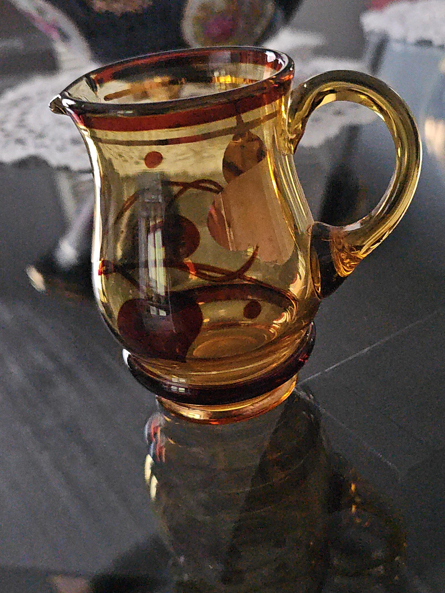 Vintage Amber Glass Creamer Pitcher