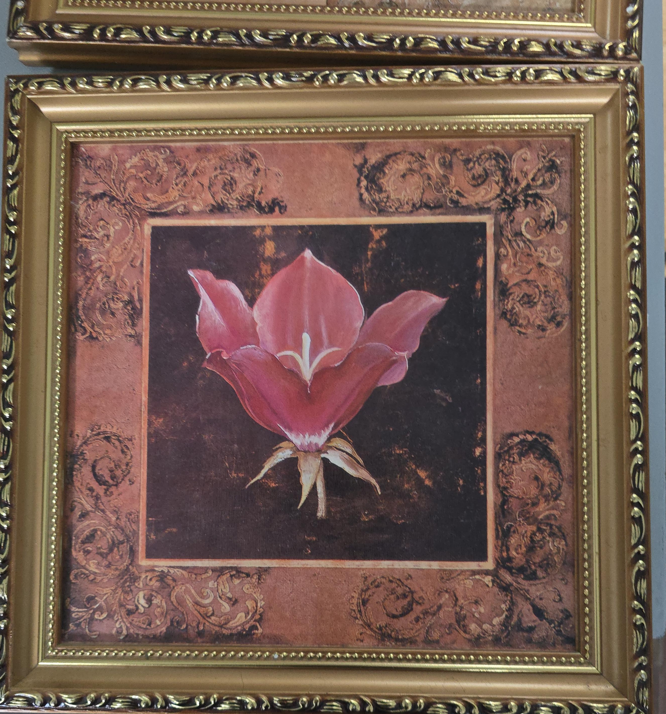 Framed Floral Print with Gold Frame thumbnail