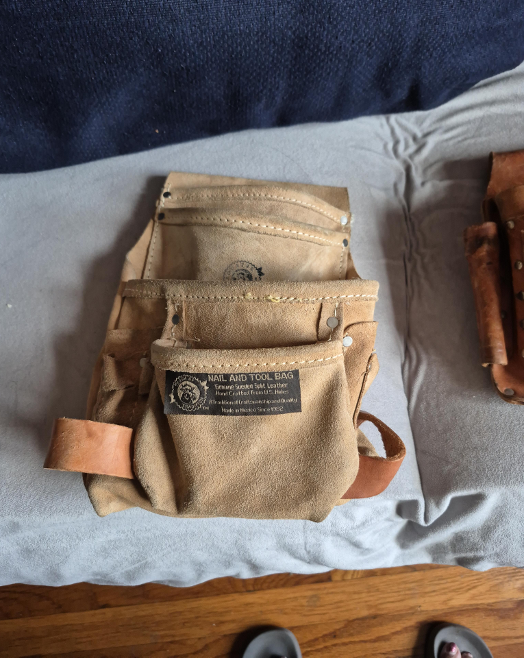 Nail and Tool Bag - Genuine Sueded Split Leather thumbnail
