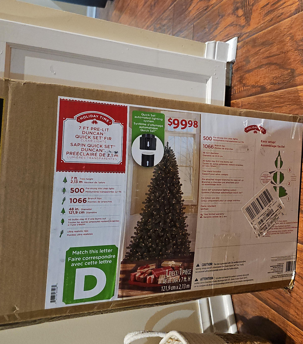 Holiday Time 7ft Pre-Lit Duncan Quick Set Fir Tree thumbnail