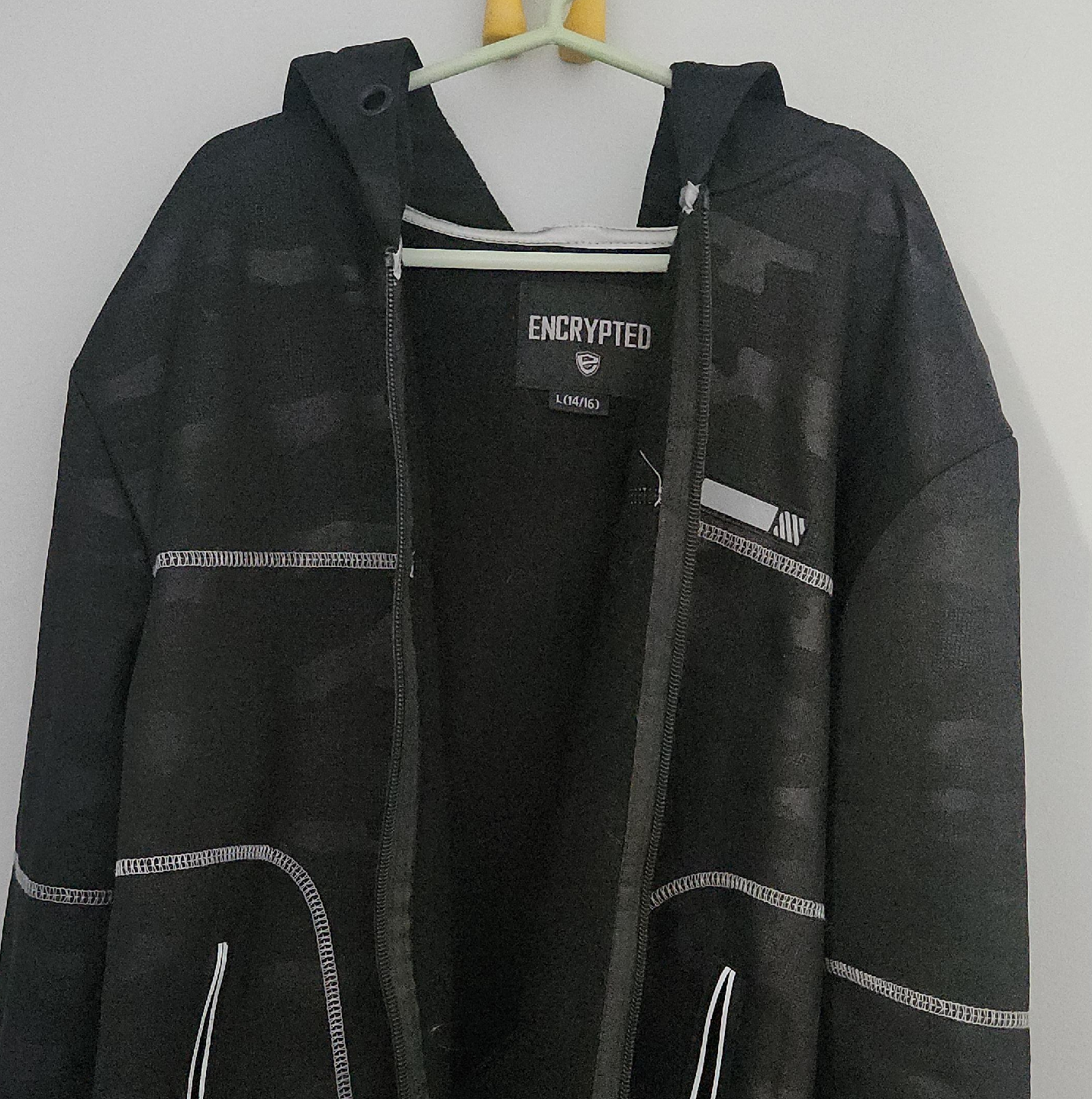Encrypted Camo Zip-Up Hoodie, Size L thumbnail