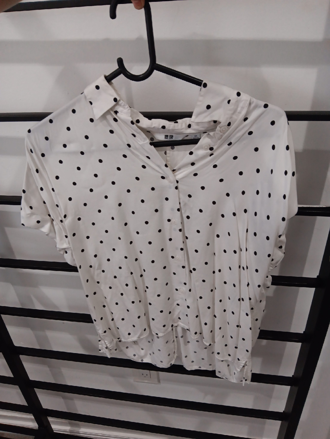 Uniqlo White Polka Dot Blouse - Size XS thumbnail